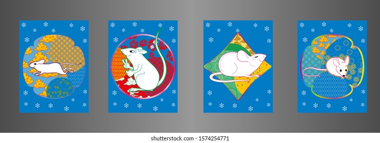 Visual drawing of ad poster to Happy new year or Chinese new year banner with rat.