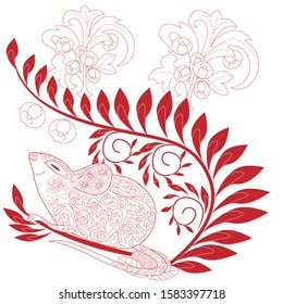 Visual drawing of ad poster to Happy new year or Chinese new year banner with rat.
