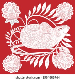 Visual drawing of ad poster to Happy new year or Chinese new year banner with rat.