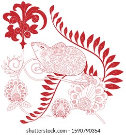 Visual drawing of ad poster to Happy new year or Chinese new year banner with rat.