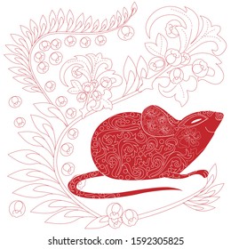 Visual drawing of ad poster to Happy new year or Chinese new year banner with rat.