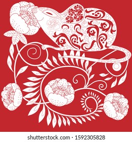 Visual drawing of ad poster to Happy new year or Chinese new year banner with rat.
