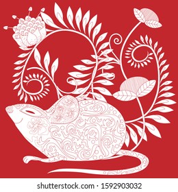Visual drawing of ad poster to Happy new year or Chinese new year banner with rat.