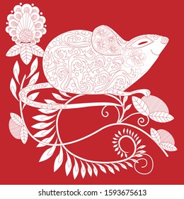 Visual drawing of ad poster to Happy new year or Chinese new year banner with rat.