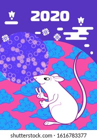 Visual drawing of ad poster to Happy new year or Chinese new year banner with rat.
