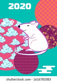 Visual drawing of ad poster to Happy new year or Chinese new year banner with rat.