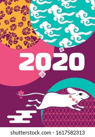 Visual drawing of ad poster to Happy new year or Chinese new year banner with rat.