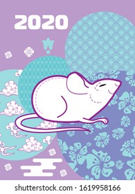 Visual drawing of ad poster to Happy new year or Chinese new year banner with rat.