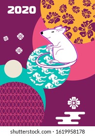 Visual drawing of ad poster to Happy new year or Chinese new year banner with rat.