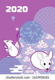 Visual drawing of ad poster to Happy new year or Chinese new year banner with rat.