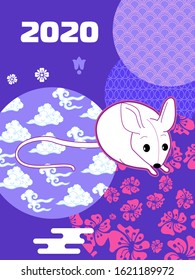 Visual drawing of ad poster to Happy new year or Chinese new year banner with rat.
