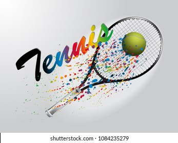 Visual drawing of ball at fast of speed in tennis sport, colorful beautiful design style on white background for vector illustration, exercise sport concept