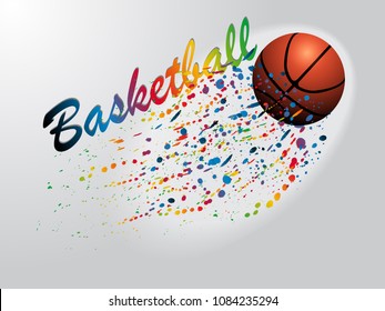 Visual drawing of ball at fast of speed in basketball sport, colorful beautiful design style on white background for vector illustration, exercise sport concept