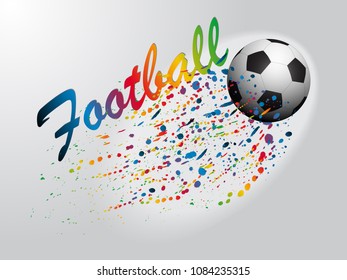 Visual drawing of ball at fast of speed in soccer sport, colorful beautiful design style on white background for vector illustration, exercise sport concept
