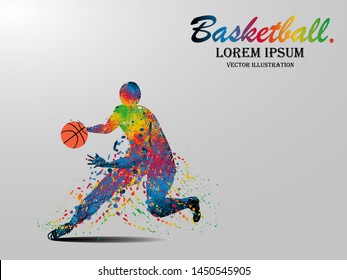 Visual Drawing Basketball Sport And Dribble Dodge At Fast Of Speed On Stadium , Colorful Beautiful Design Style On White Background For Vector Illustration, Exercise Sport Concept - Vector