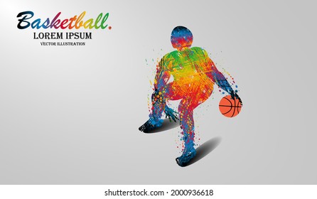 Visual Drawing Basketball Sport And Dribble Dodge At Fast Of Speed On Stadium , Colorful Beautiful Design Style On White Background For Vector Illustration, Exercise Sport Concept - Vector