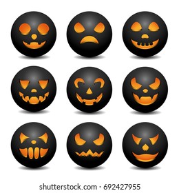 Visual drawing for beautiful big collection of black ball mood smiles in Halloween day with white background of vector illustration set 3 of 3
