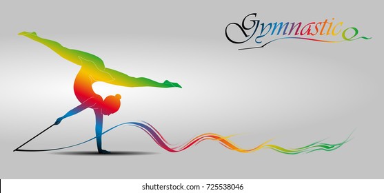 Visual drawing of beautiful gymnastic sport of front view, healthy lifestyle and sport concepts,abstract soccer game colorful vector illustration, set 1 of 20