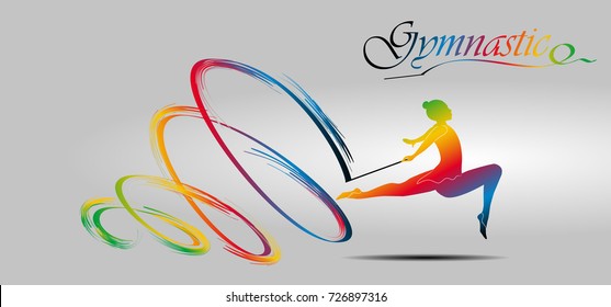 Visual drawing of beautiful gymnastic sport of front view, healthy lifestyle and sport concepts,abstract soccer game colorful vector illustration, set 2 of 20