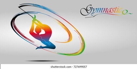 Visual drawing of beautiful gymnastic sport of front view, healthy lifestyle and sport concepts,abstract colorful vector illustration