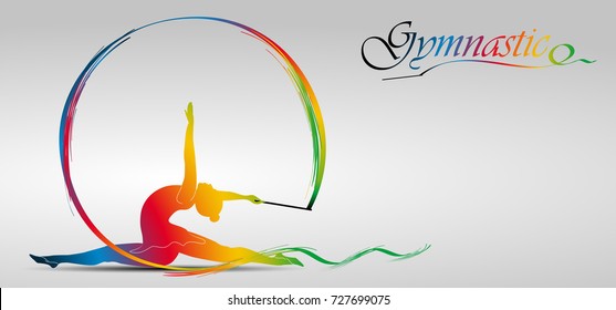 Visual drawing of beautiful gymnastic sport of front view, healthy lifestyle and sport concepts,abstract colorful vector illustration