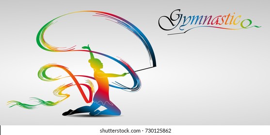 Visual drawing of beautiful gymnastic sport of front view, healthy lifestyle and sport concepts,abstract soccer game colorful vector illustration, set 8 of 20