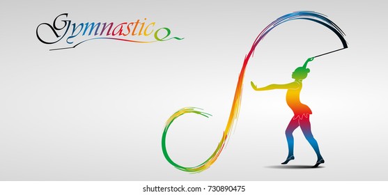 Visual drawing of beautiful gymnastic sport of front view, healthy lifestyle and sport concepts,abstract soccer game colorful vector illustration, set 11 of 20