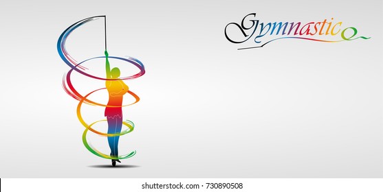 Visual drawing of beautiful gymnastic sport of front view, healthy lifestyle and sport concepts,abstract soccer game colorful vector illustration, set 10 of 20