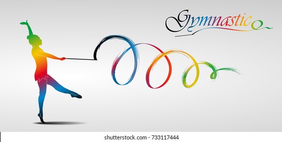 Visual drawing of beautiful gymnastic sport of front view, healthy lifestyle and sport concepts,abstract soccer game colorful vector illustration, set 16 of 20