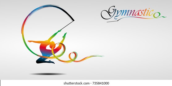 Visual drawing of beautiful gymnastic sport of front view, healthy lifestyle and sport concepts,abstract soccer game colorful vector illustration, set 19 of 20