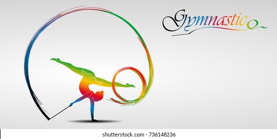 Visual drawing of beautiful gymnastic sport of front view, healthy lifestyle and sport concepts,abstract soccer game colorful vector illustration, set 18 of 20