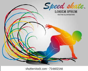 Visual drawing of beautiful sport speed ice skate game, abstract colorful vector illustration, healthy lifestyle and sport concepts,abstract speed skate game colorful vector illustration,set 7 of 9