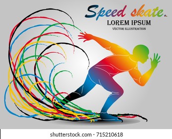 Visual drawing of beautiful sport speed ice skate game, abstract colorful vector illustration, healthy lifestyle and sport concepts,abstract speed skate game colorful vector illustration,set 8 of 9
