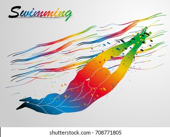 Visual drawing of beautiful sport swimming of top view, abstract colorful vector illustration, healthy lifestyle and sport concepts,abstract swimming game colorful vector illustration, set 2 of 4