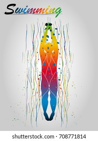 Visual drawing of beautiful sport swimming of top view, abstract colorful vector illustration, healthy lifestyle and sport concepts,abstract swimming game colorful vector illustration, set 1 of 4