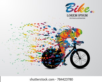 Visual drawing bike fast of speed in bicycle game, colorful beautiful design style on white background for vector illustration, exercise sport concept