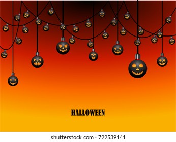 Visual drawing of black ball mood smiles in Halloween day with rad background of vector illustration