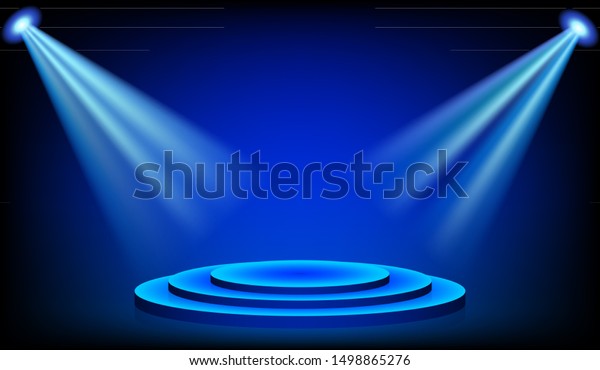 Visual Drawing Blue Stage Podium Pedestal Stock Vector (Royalty Free ...