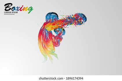 Visual drawing of boxing battle fight vs match colorful beautiful design style on white background for vector illustration, exercise, healthy lifestyle sport concept