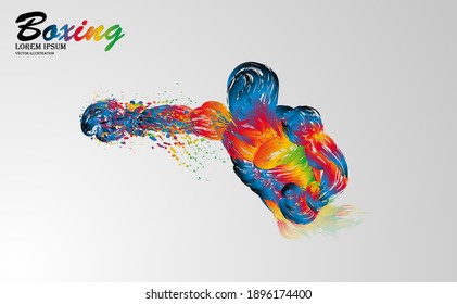 Visual drawing of boxing battle fight vs match colorful beautiful design style on white background for vector illustration, exercise, healthy lifestyle sport concept