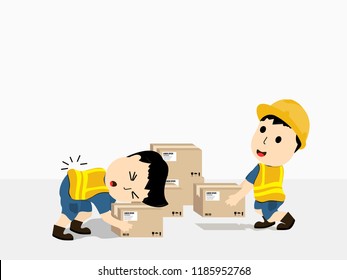 Visual drawing of cartoon at accident in construction or Industrial working, concept health care and safety first, vector illustrator set 1