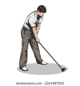 Visual drawing of character player on professional golf