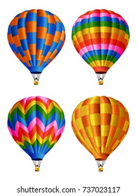 Visual drawing colorful hot air balloons isolated white background  icon vector illustration