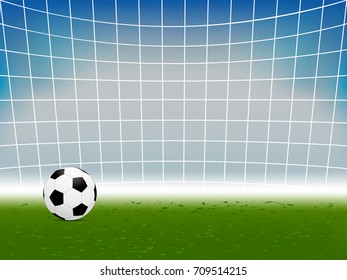 Visual drawing football and football field or soccer field with light black and white background for vector illustration