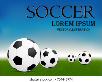 Visual drawing football with light white and blue background in football field for vector illustration