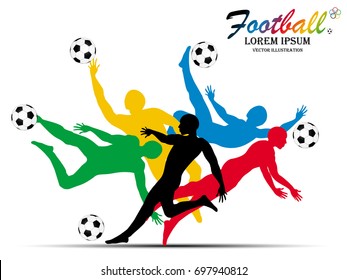 Visual drawing football sport of front view, healthy lifestyle and sport concepts,abstract soccer game colorful vector illustration