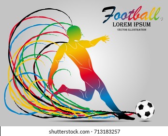 Visual drawing football sport of front view, healthy lifestyle and sport concepts,abstract soccer game colorful vector illustration