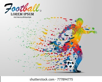 Visual drawing football sport of front view, healthy lifestyle and sport concepts,abstract soccer game colorful vector illustration