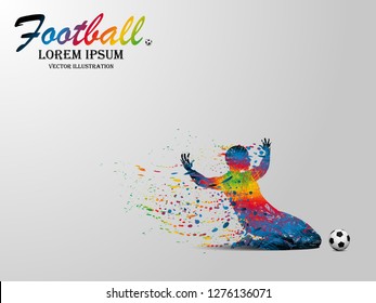 Visual drawing "Goal" in soccer sport at fast of speed winner in football game, colorful beautiful design style on white background for vector illustration, exercise sport concept