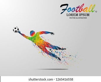 Visual drawing goalkeeper soccer sport at fast of speed and jump to safe in football game, colorful beautiful design style on white background for vector illustration, exercise sport concept set 1